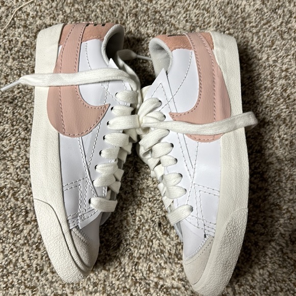 Nike Shoes - Nike White and Dusty Pink Trainers. Size 8.5